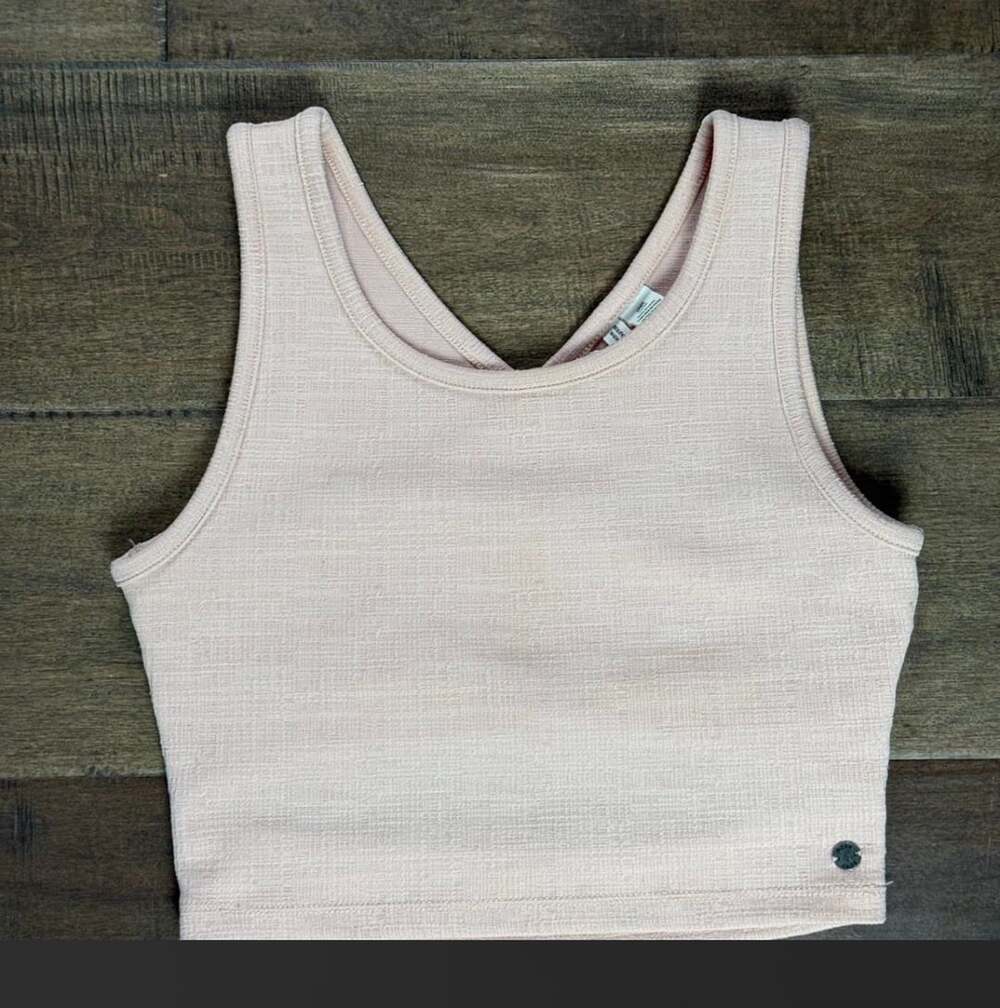 Roxy Crossed Over Tank Top Size S Pink Ribbed Crop